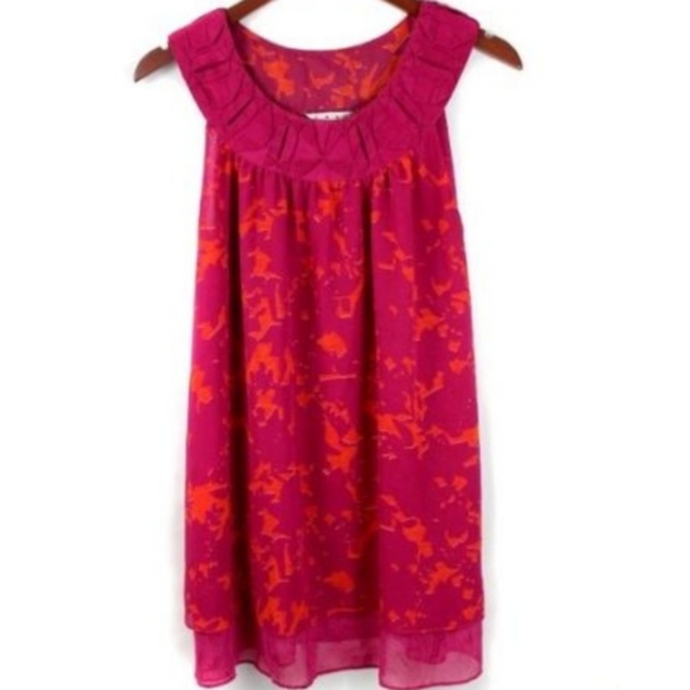 CAbi #999 Origami Pink Orange Layered Tunic Sm